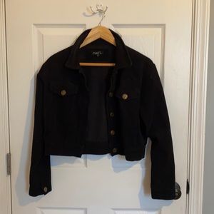 Ripped Crop Black Jacket